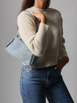 Schoudertas Logo Denim Katoen Calvin klein jeans Blauw logo denim 4F3222G-vue-porte